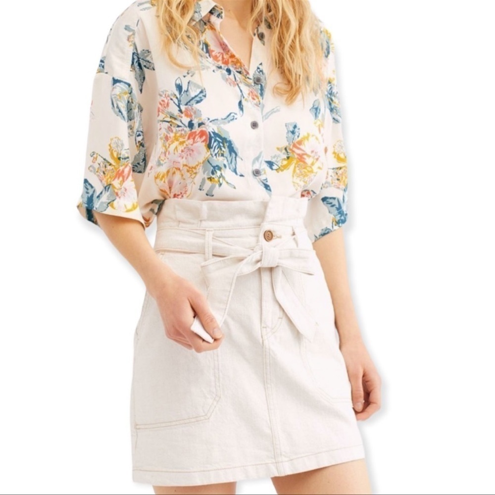 NWT Free People Skirt PaperBag Waist Neutral Oatmeal 4